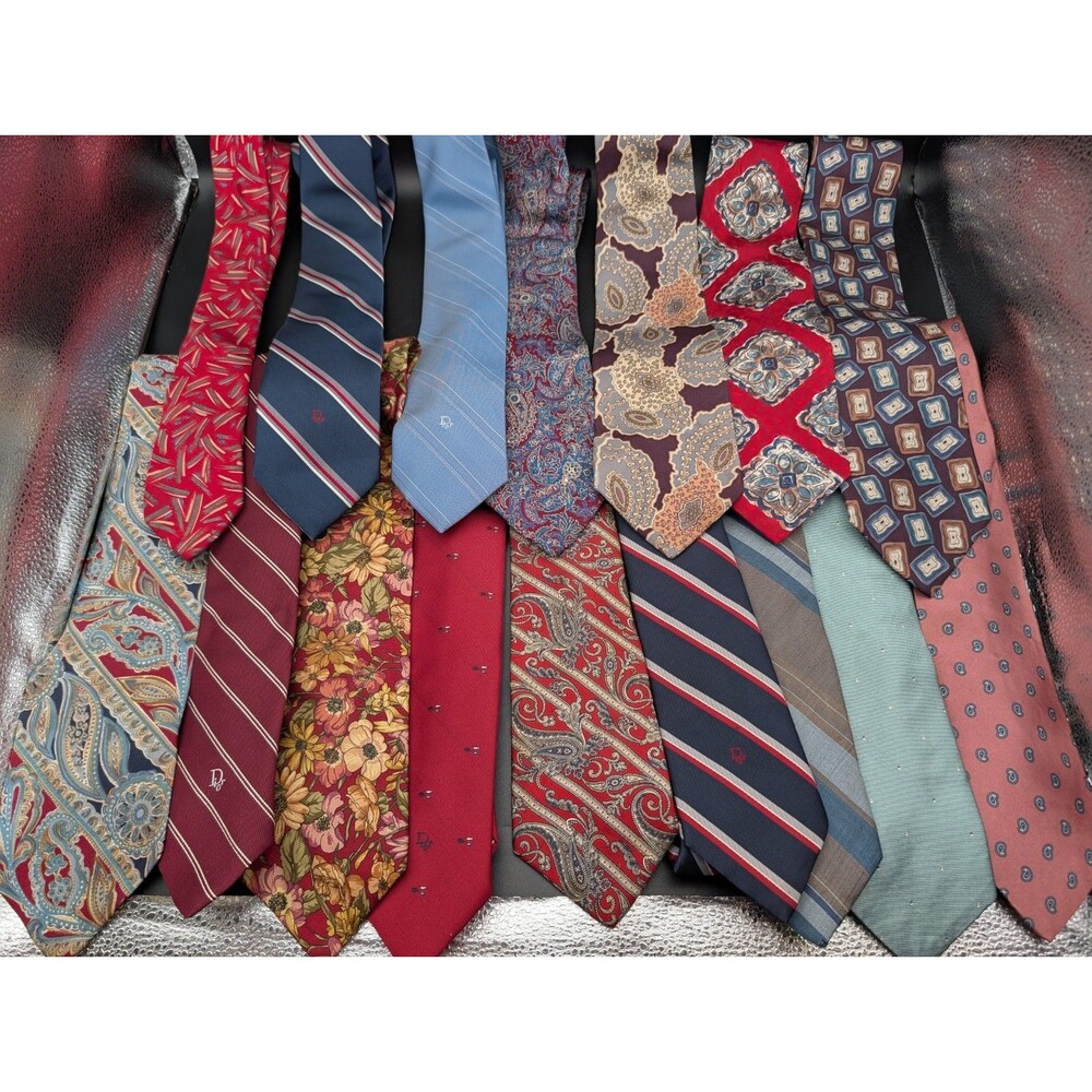 Christian Dior Ties Lot of 16  Men's Necktie Vintage Designer Luxury Silk RARE